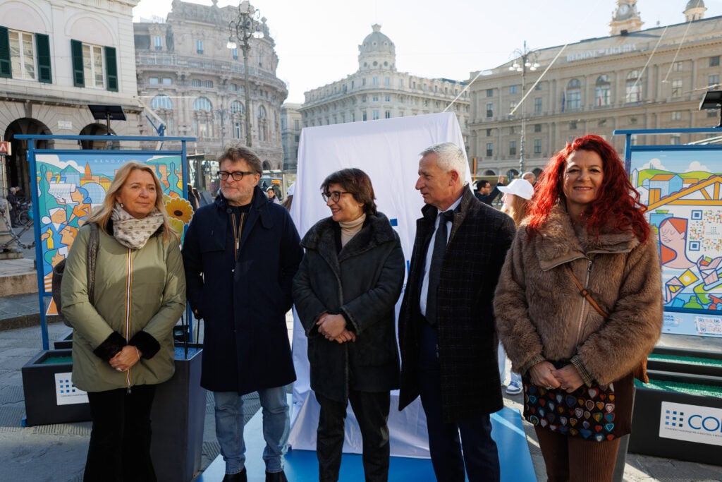 Silvia Pericu, Assessore all’Ambiente, Ciclo dei Rifiuti, Sostenibilità, Economia Circolare Comune di Genova; Anna Palmieri, Presidente Municipio Medio Levante; Simona Cosso, Presidente Municipio Centro Est; Roberto Spera, Direttore Generale AMIU Genova e Antonio Protopapa, Direttore Gestione Operativa Corepla.